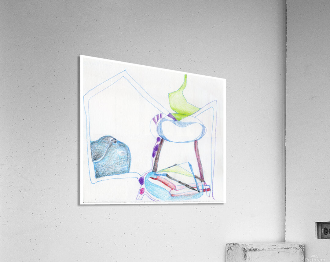 Guitar with Chair and Music Books Acrylic Print