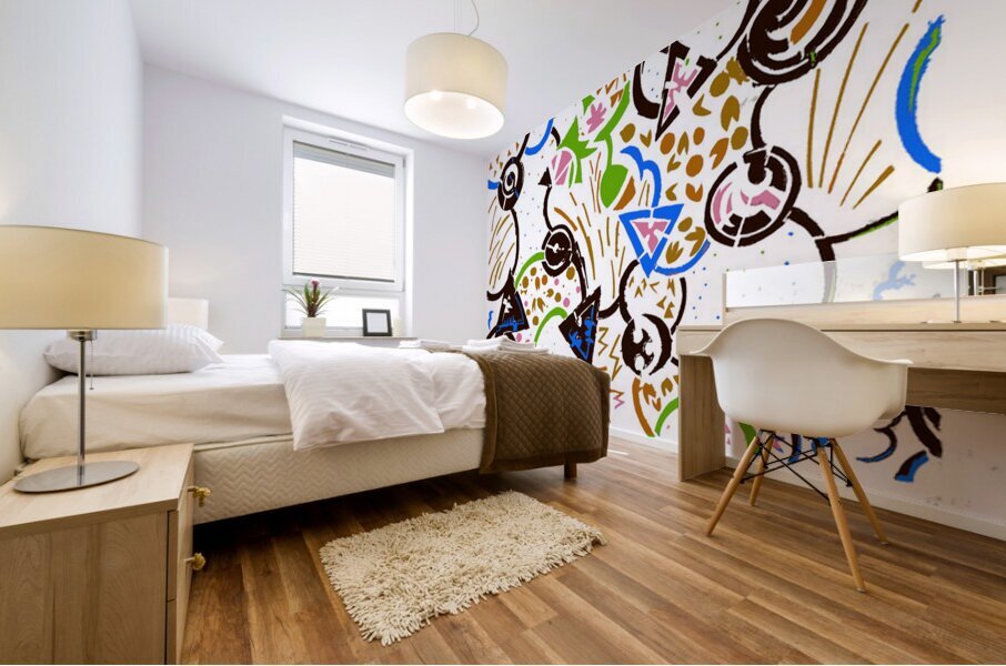 Ka-Boom in White Mural print