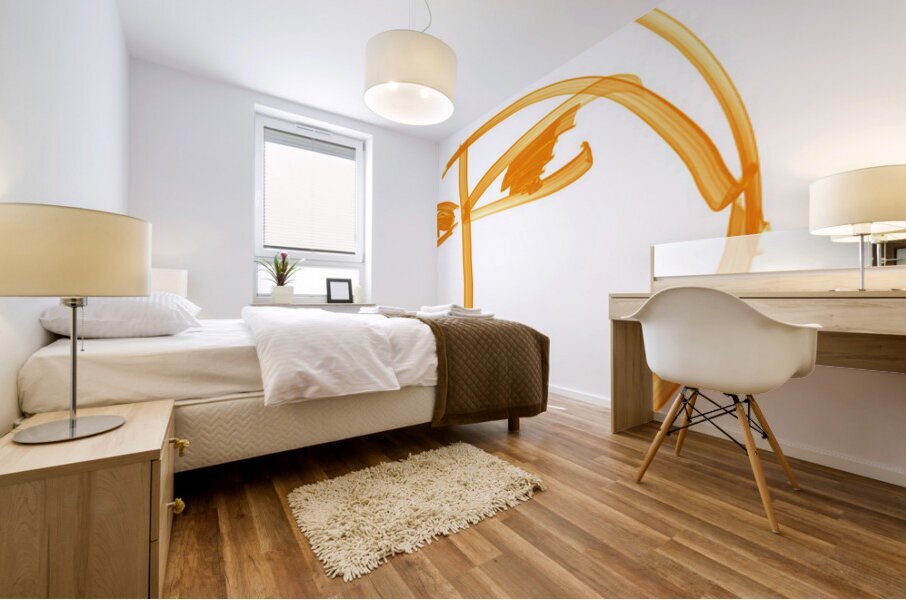 Line Portrait - Tangerine Mural print