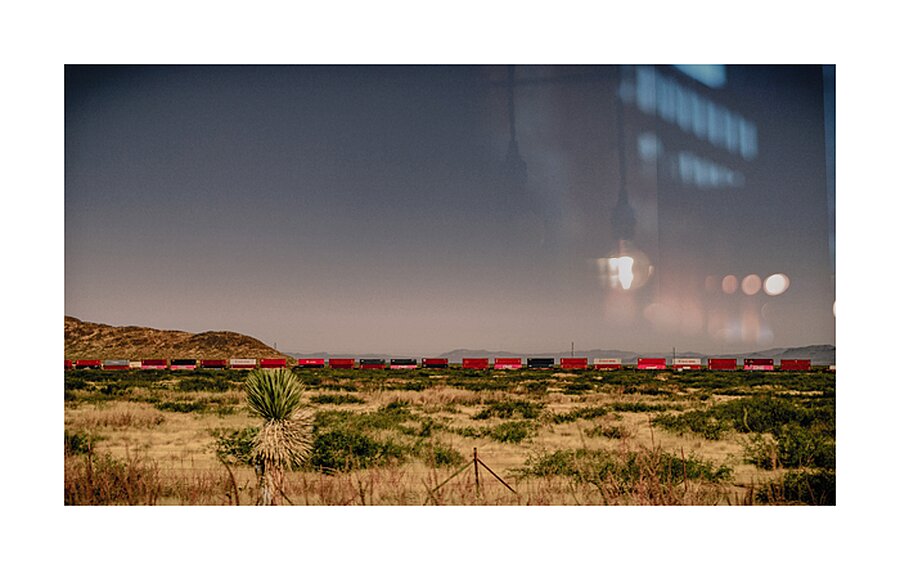 3 Miles of Red Boxcars Somewhere in Space Picture Frame Printing