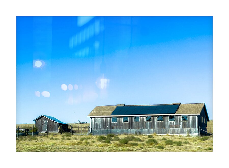 Blue Roof Shed  Picture Frame print