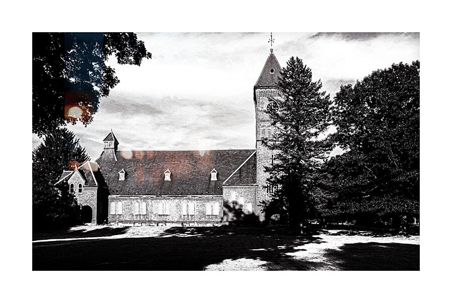 Historic Hospital in Black and White Picture Frame Printing