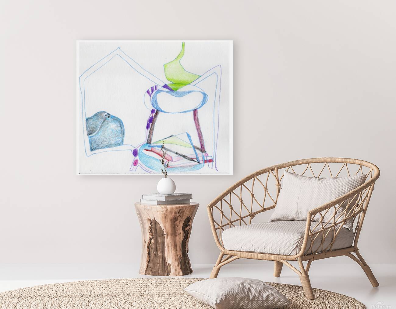 Guitar with Chair and Music Books Reproduction