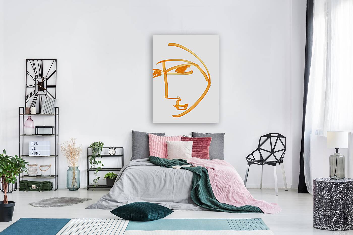 Line Portrait - Tangerine Reproduction