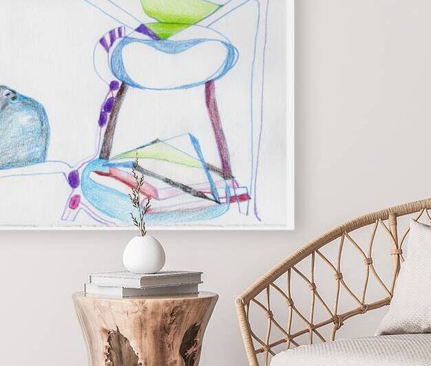 Guitar with Chair and Music Books by Barbara Jacobs