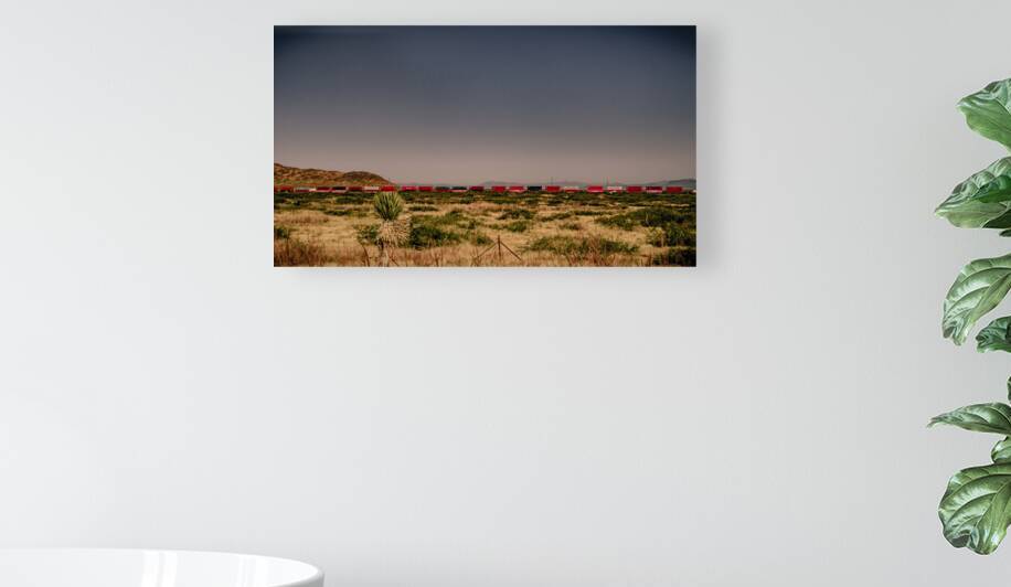 3 Miles of Red Boxcars Somewhere in Space by Barbara Jacobs