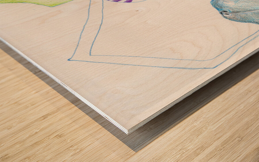 Guitar with Chair and Music Books Wood print