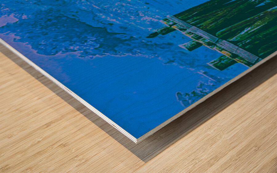 A Bird and a Boat on the Bay Wood print