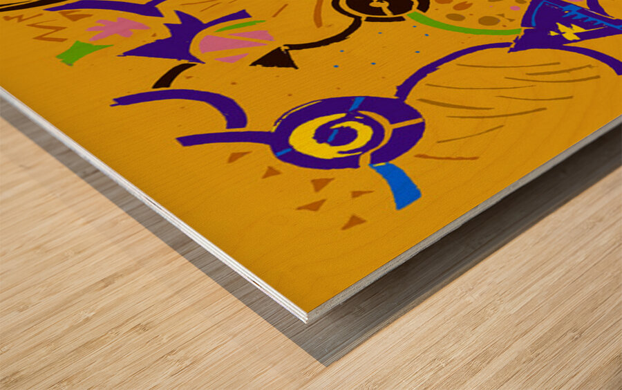 Ka-Boom in Gold Wood print