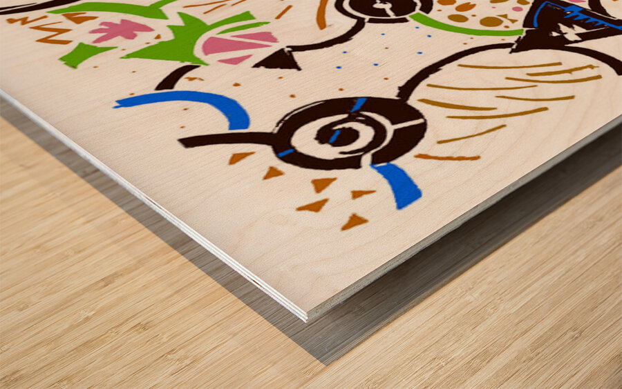 Ka-Boom in White Wood print